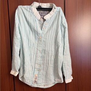 Superdry Button Down Shirt - Aqua and White